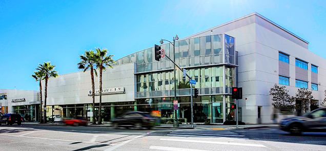 Exterior view of the Beverly Hills BMW car dealership and service center